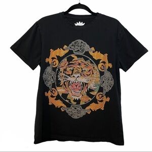 Heads or Tails Graphic Tee Lion with Rhinestones